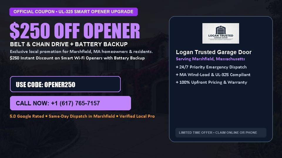 $250 OFF Smart Wi-Fi Garage Door Opener Installation in Marshfield, MA - Logan Trusted Garage Door
